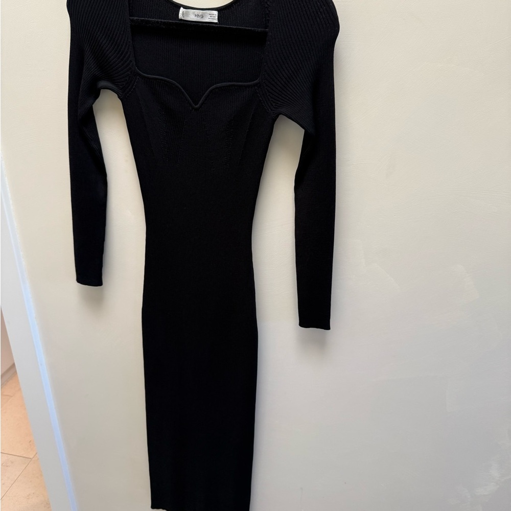 Mango Black Long Sleeve Dress